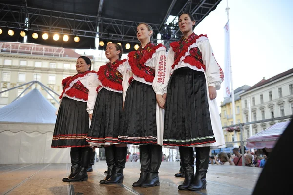 Medlemmar av folk grupp mississauga, ontario, kroatiska parish folkmusik grupp sljeme från Kanada under 48 internationell folklore festival i zagreb — Stockfoto