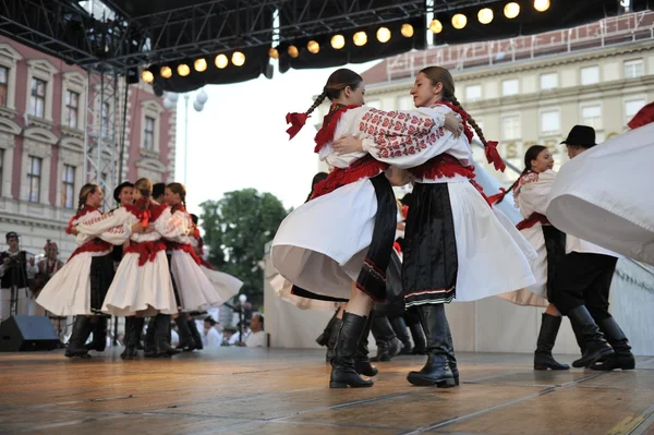 Membres du groupe folklorique Mississauga, Ontario, groupe folklorique croate Sljeme du Canada lors du 48e Festival international du folklore à Zagreb — Photo