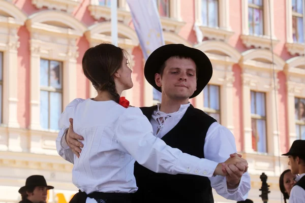 Medlemmar av folk grupper st. jerome från strigova, Kroatien under 48 internationell folklore festival i zagreb — Stockfoto