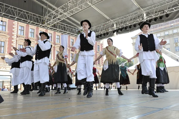 Mitglieder der Folkloregruppe selacka sloga aus Nedelisce, Kroatien während des 48. Internationalen Folklorefestivals in Zagreb — Stockfoto