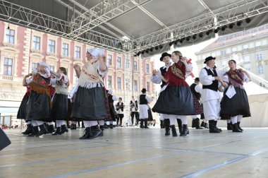 Grup üyeleri halk selacka sloga nedelisce, Hırvatistan Zagreb 48 Uluslararası Folklor Festivali sırasında gelen