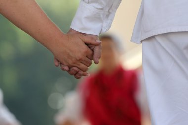 Grup üyeleri halk selacka sloga nedelisce, Hırvatistan Zagreb 48 Uluslararası Folklor Festivali sırasında gelen