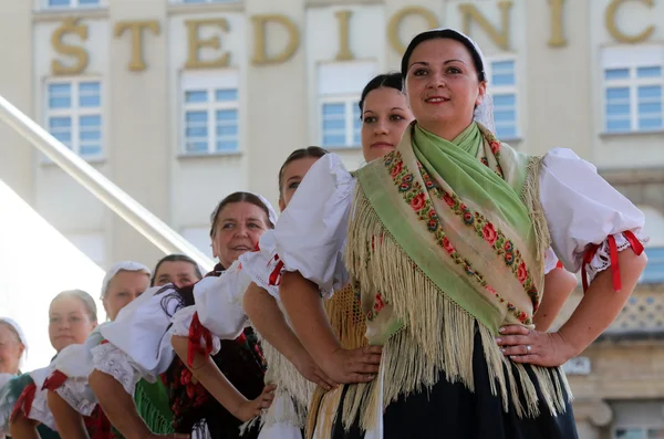 Membres du groupe folklorique Selacka Sloga de Nedelisce, Croatie lors du 48e Festival international du folklore à Zagreb — Photo