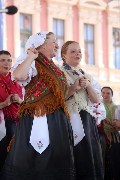 Участники фольклорной группы "Selacka Sloga" из Неделише, Хорватия во время 48-го Международного фольклорного фестиваля в Загребе — стоковое фото