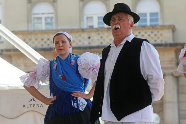 Membri dei gruppi folkloristici Zvon di Mala Subotica, Croazia durante il 48esimo Festival Internazionale del Folclore a Zagabria — Foto Stock