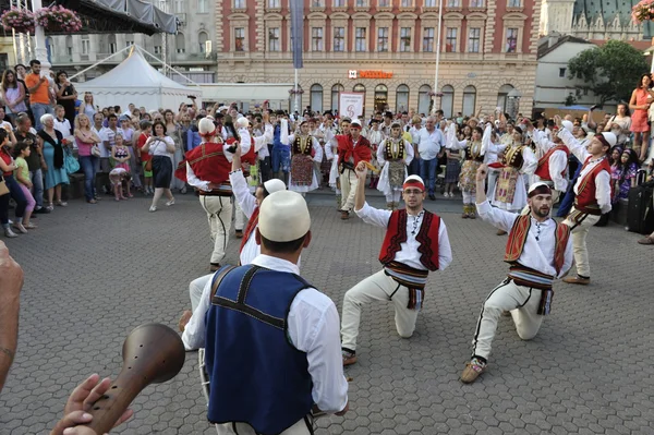 Mitglieder der albanischen Folkloregruppe jahi hasani aus cegrane, Mazedonien während des 48. Internationalen Folklorefestivals in Zagreb — Stockfoto