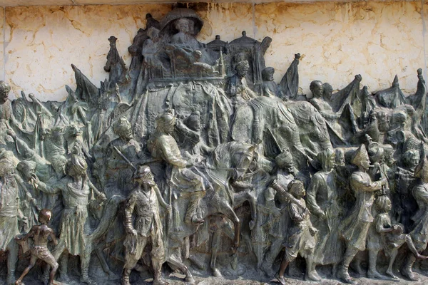 Бронзовий пам'ятник панель до Меморіалу Вікторія будівлі в Колката, Індія — стокове фото