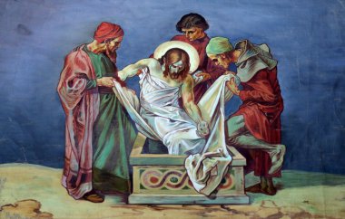 14 istasyonları haç, İsa'nın mezarı yatırılır ve tütsü olarak kaplı