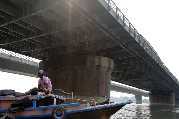 Puente Sobre Río Vivekananda Setu Une Ciudad Howrah Bally Ciudad —  Fotos de Stock