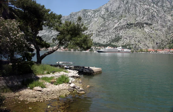 Cruiser amarré dans le port de Kotor à Kotor, Monténégro — Photo