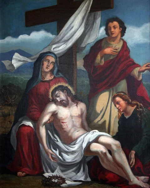 13th Stations of the Cross, Jesus' body is removed from the cross — Stock Photo, Image