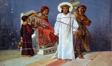 1st Stations of the Cross, Jesus is condemned to death clipart