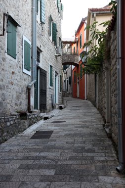 Street in old town of Herceg Novi, Montenegro clipart