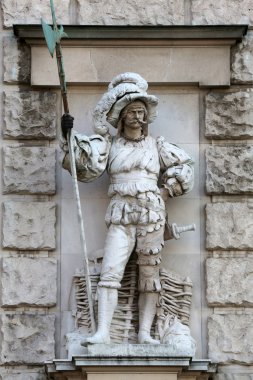 Anton Schmidgruber: Landsknecht, Neuen Burg Heldenplatz Viyana'da üzerinde cephesinde