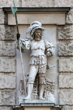 Anton Schmidgruber: Landsknecht, Neuen Burg Heldenplatz Viyana'da üzerinde cephesinde