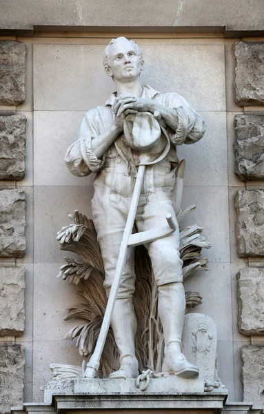 Anton Paul Wagner: Bevrijd boer, op de gevel van de Neuen Burg op de Heldenplatz in Wenen Stockafbeelding