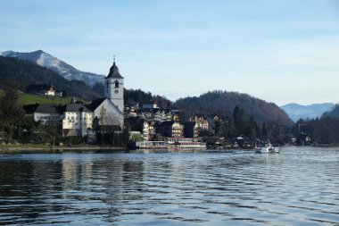 St. Wolfgang Köyü waterfront Wolfgangsee Gölü Avusturya