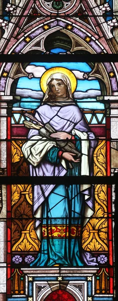 Saint Catherina, stained glass in Minoriten kirche in Vienna — Stock Photo, Image