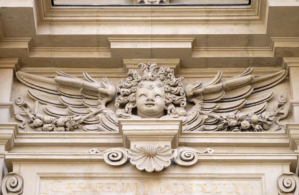 Angel on the portal of St. Catherine church and Mausoleum of Ferdinand II, Graz — Stock Photo, Image