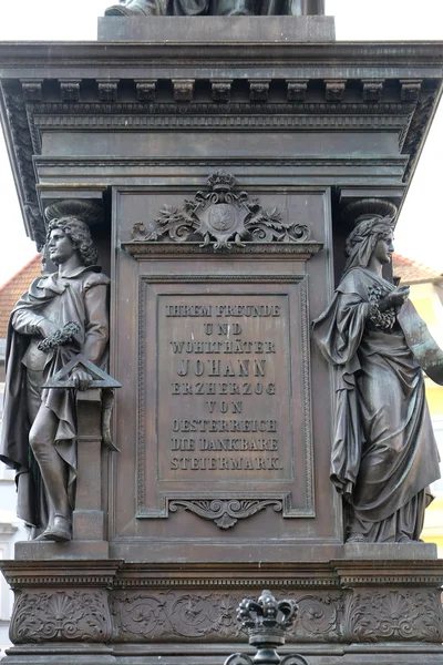 Aartshertog Johann Fountain Hauptplatz vierkante, Graz, Stiermarken, Oostenrijk — Stockfoto