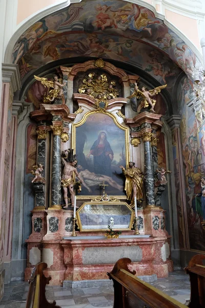 Ołtarz Świętego Jana Nepomucena w kościele Barmherzigenkirche w mieście Graz, Styria, Austria — Zdjęcie stockowe