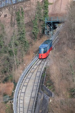 modern füniküler Schlossberg ve graz şehrin panoramik görünümü için Avusturya tırmanma