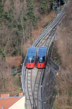 modern füniküler Schlossberg ve graz şehrin panoramik görünümü için Avusturya tırmanma