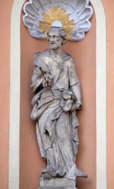 Saint Joseph, portal Dreifaltigkeitskirche (Holy Trinity) Kilisesi Graz, Styria, Avusturya