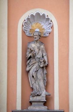 Saint Joseph, portal Dreifaltigkeitskirche (Holy Trinity) Kilisesi Graz, Styria, Avusturya