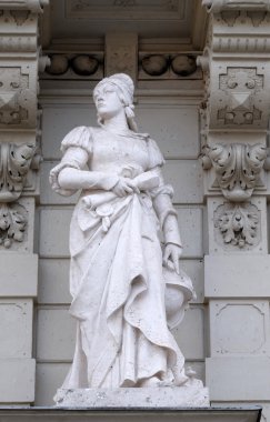 Heykel bilim, alegorik temsil, detay, Rathaus Belediye Binası, Graz, Avusturya
