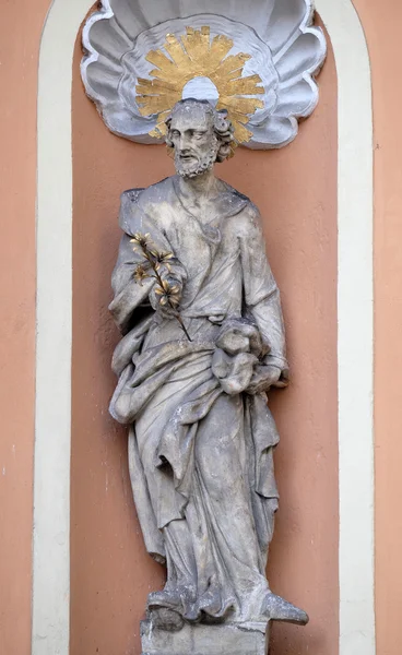 Saint Joseph, portal Dreifaltigkeitskirche (Holy Trinity) Kilisesi Graz, Styria, Avusturya — Stok fotoğraf