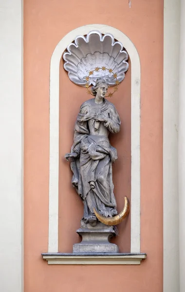 Jungfrau Maria, Portal der Dreifaltigkeitskirche in Graz, Steiermark, Österreich — Stockfoto