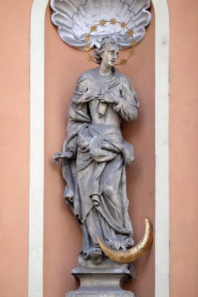 Virgen María, portal de la iglesia Dreifaltigkeitskirche (Santísima Trinidad) en Graz, Estiria, Austria —  Fotos de Stock