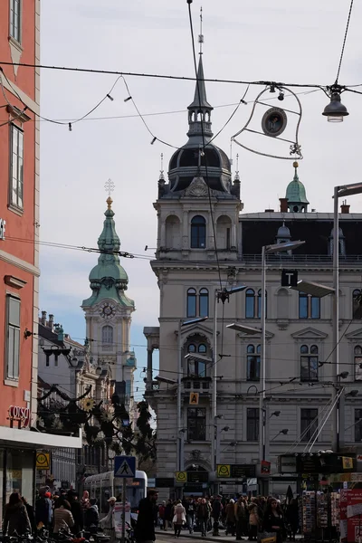 Rynek Miasta Przy Głównej Ulicy Ratusz Grazu Styria Austria — Zdjęcie stockowe