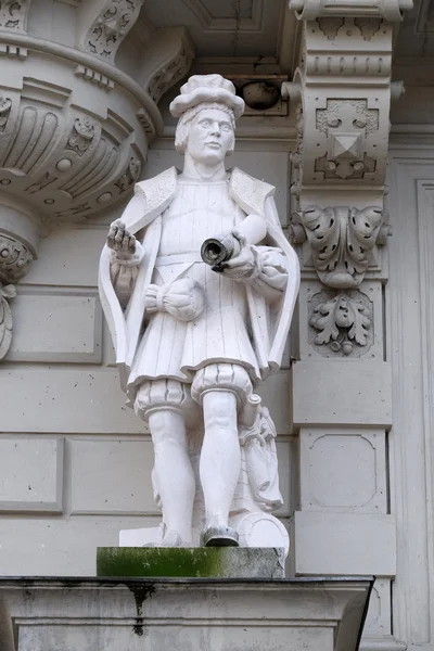 Szobor, a művészet, allegorikus ábrázolás, részletesen a Rathaus Városháza, Graz, Ausztria — Stock Fotó