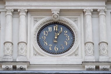 Clock at facade, detail Rathaus Town Hall, Graz, Austria clipart