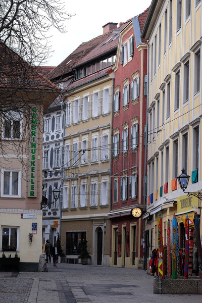 Architecture in the area called 'Bermuda Triangle' in Graz, Austria. Graz is the capital of federal state of Styria and the second largest city in Austria