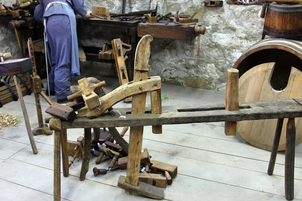 Carpenter's workshop in Ethnological Folk Museum Staro Selo in Kumrovec, Northern County of Zagorje, Croatia — Stock Photo, Image