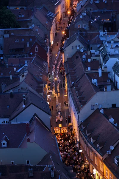 Processie Door Straten Van Stad Voor Een Dag Van Onze — Stockfoto