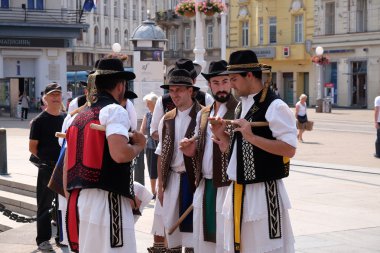 ZAGREB, CROATIA - JULY 16: Members of folk group Lagunekin from Bardos, France during the 48th International Folklore Festival in center of Zagreb, Croatia on July 16, 2015