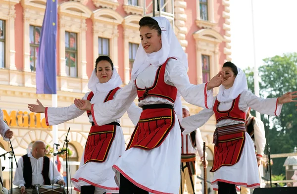 Mitglieder der Folkloregruppe deshmoret e kombit aus Pristina, kosovo — Stockfoto