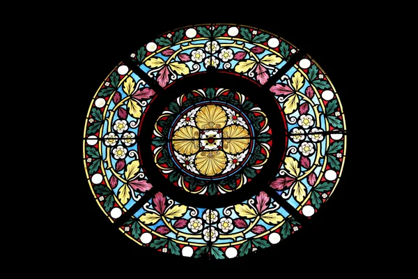 Stained glass window in Basilica Assumption of the Virgin Mary in Marija Bistrica, Croatia — Stock Photo, Image