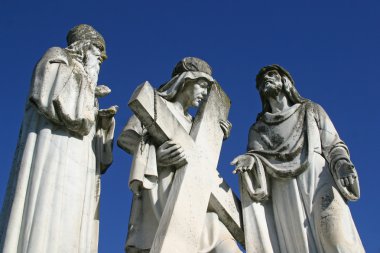 2nd Stations of the Cross, Jesus is given his cross, pilgrimage Sanctuary, Assumption of the Virgin Mary in Marija Bistrica, Croatia, on June 29, 2009
