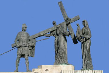 4th Stations of the Cross, Jesus meets His Mother,  pilgrimage Sanctuary, Assumption of the Virgin Mary in Marija Bistrica, Croatia, on June 29, 2009