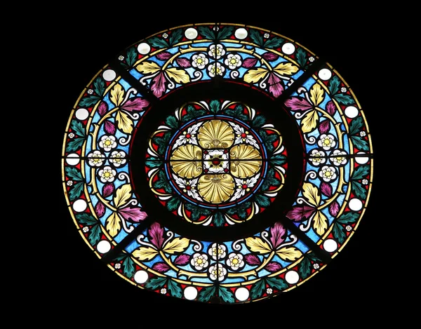 Stained glass window in Basilica Assumption of the Virgin Mary in Marija Bistrica, Croatia — Stock Photo, Image