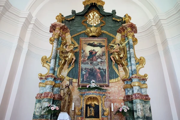 L'altare maggiore nella Chiesa dell'Assunzione della Beata Vergine Maria a Pakrac, Croazia — Foto Stock