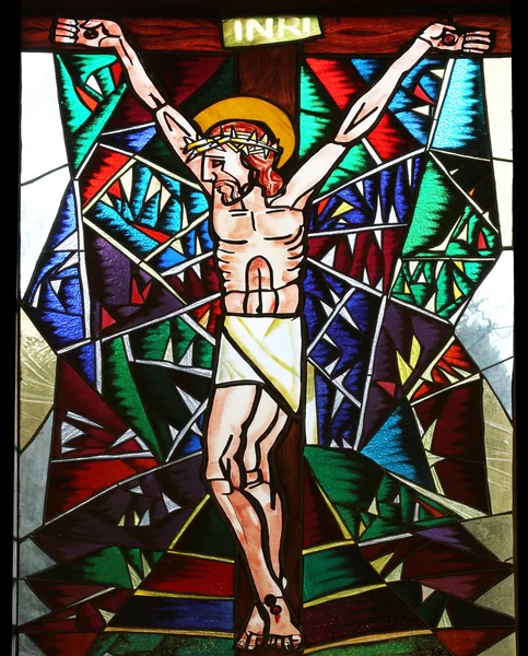 Crucifixión, vidrieras — Foto de Stock