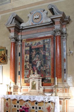 Aziz Meryem Ana 'nın sunağı, Aziz' in kilisesinde. Hırvatistan 'ın Visnjan kentinde Cyricus ve Julitta