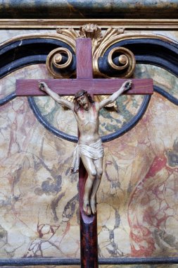 Hırvatistan 'ın Kotari kentindeki Noblac' lı Aziz Leonard kilisesinde haç