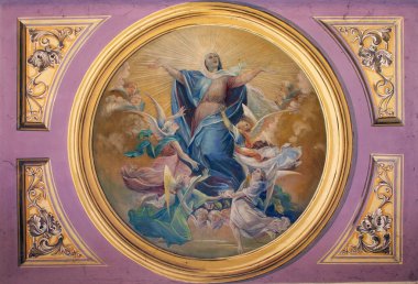 Bakire Meryem 'in varsayımı, Hırvatistan' ın Mahicno kentindeki Bakire Meryem Kilisesi 'nin tavanında fresk.